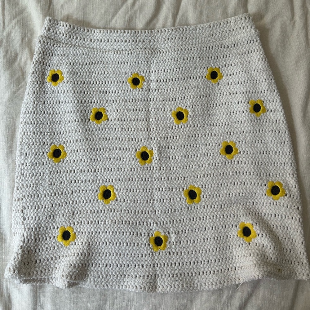 Zara Crochet Skirt with Yellow Florals